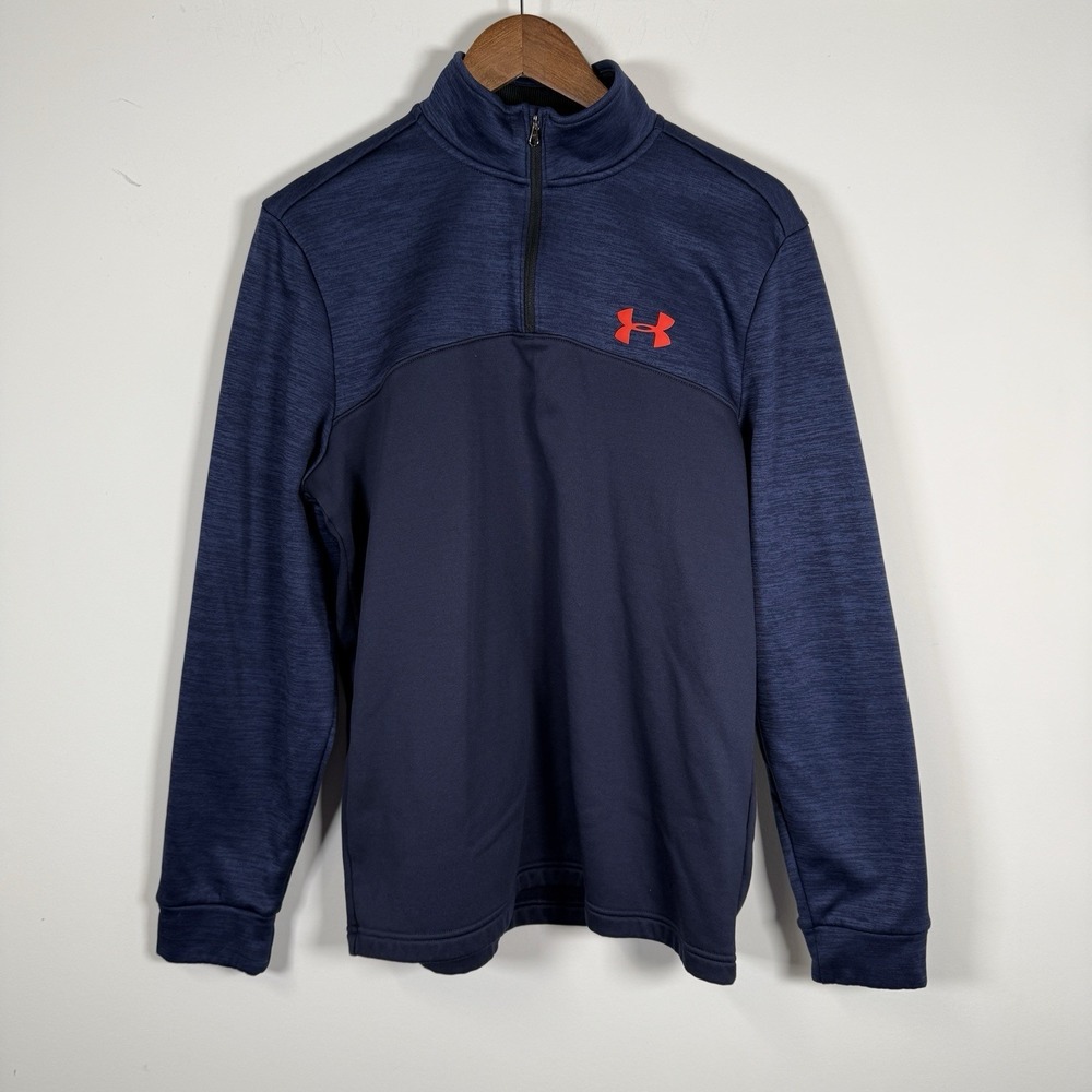 Men's Under‎ Armour 1/4 Zip Pullover Two Toned Navy Logo Size Medium